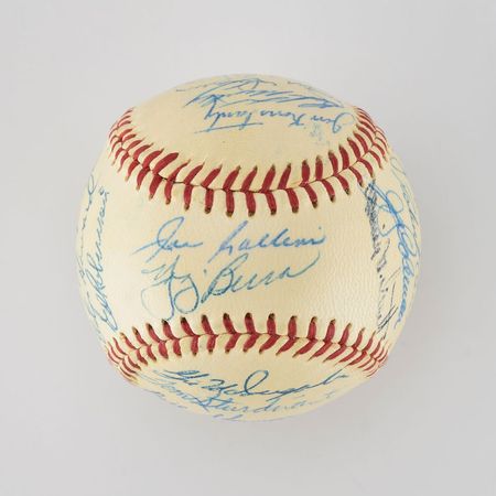 Lot #8251  1956 New York Yankees World Series Champions Team Signed Baseball with 30 Signatures including Mantle! - Image 1