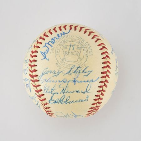 Lot #8251  1956 New York Yankees World Series Champions Team Signed Baseball with 30 Signatures including Mantle! - Image 9