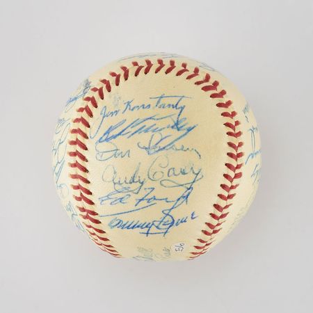 Lot #8251  1956 New York Yankees World Series Champions Team Signed Baseball with 30 Signatures including Mantle! - Image 4