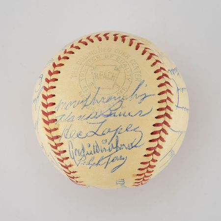 Lot #8254  1959 New York Yankees Team Signed Baseball with Mantle and Berra - Image 3