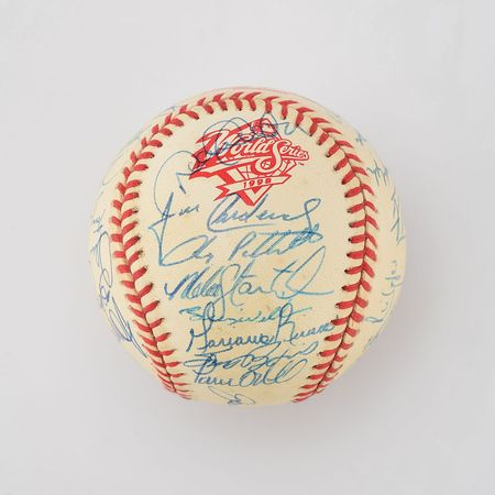 Lot #8260  1998 New York Yankees World Champions Team Signed Baseball with Jeter and Torre - Image 1