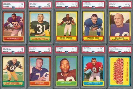 Lot #8169  1963 Topps Football HIGH GRADE Complete Set of (176) Cards with (24) PSA Graded - Image 1