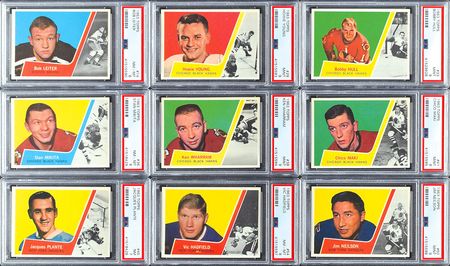 Lot #8176  1963 Topps Hockey HIGH GRADE Set of 66 Cards with (20) PSA Graded - Image 1