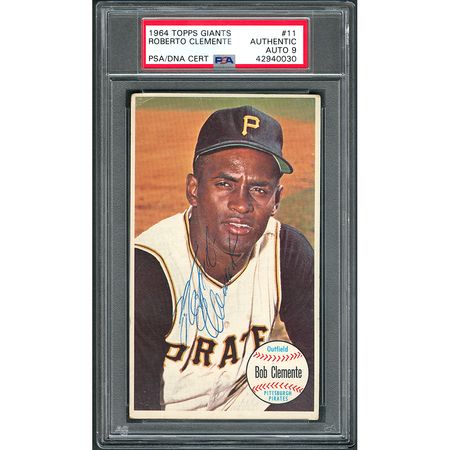 Lot #8188  1964 Topps Giants Completely PSA/DNA Autographed PSA Set (60) with Roberto Clemente Graded MINT 9! - Image 1