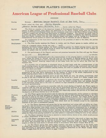 Lot #9044 Phil Rizzuto 1948 New York Yankees Signed Player Contract - Image 2