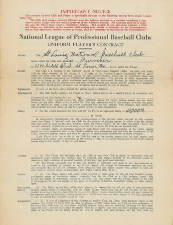 Lot #9027 Leo Durocher 1936 St. Louis Cardinals Signed Player Contract with Branch Rickey - Image 2
