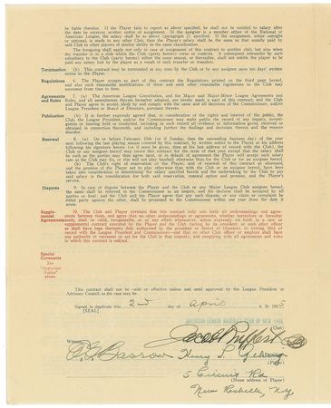 Lot #9022 Lou Gehrig 1935 New York Yankees Signed Player Contract - Image 1