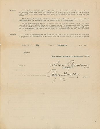 Lot #9005 Rogers Hornsby 1921 St. Louis Cardinals Signed Player Contract (NL Batting Champion!) - Image 1