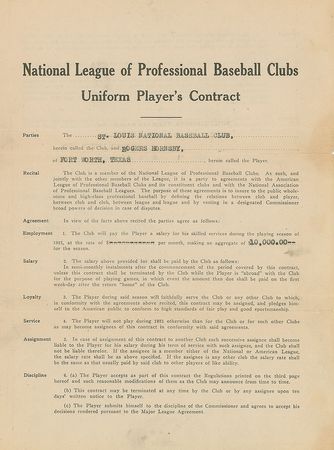 Lot #9005 Rogers Hornsby 1921 St. Louis Cardinals Signed Player Contract (NL Batting Champion!) - Image 2