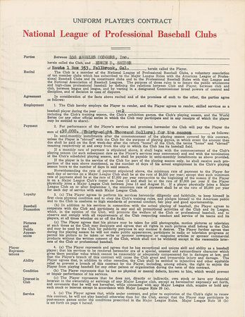 Lot #9076 Duke Snider 1962 Los Angeles Dodgers Signed Player Contract - Image 2