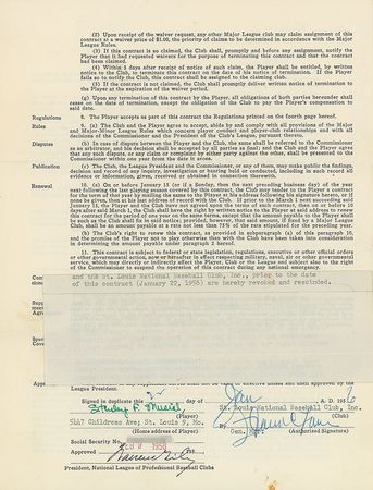 Lot #9064 Stan Musial 1956 St. Louis Cardinals Signed Player Contract - Image 1