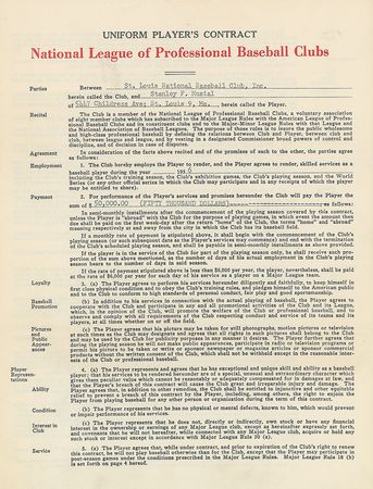 Lot #9064 Stan Musial 1956 St. Louis Cardinals Signed Player Contract - Image 2