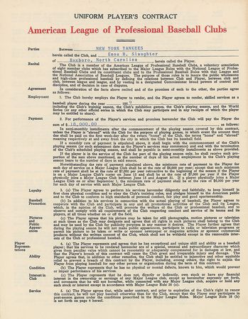 Lot #9071 Enos Slaughter 1959 New York Yankees Player Signed Contract - Image 2