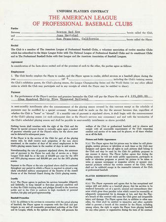 Lot #9103 Juan Marichal 1974 Boston Red Sox Signed Player Contract - Image 2