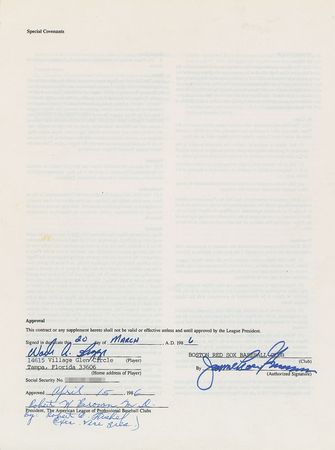 Lot #9117 Wade Boggs 1986 Boston Red Sox Signed Player Contract (AL Batting Champion) - Image 1