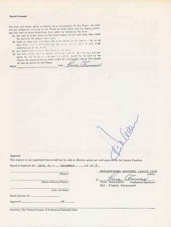 Lot #9109 Dick Allen 1976 Philadelphia Phillies Signed Player Contract - Image 1