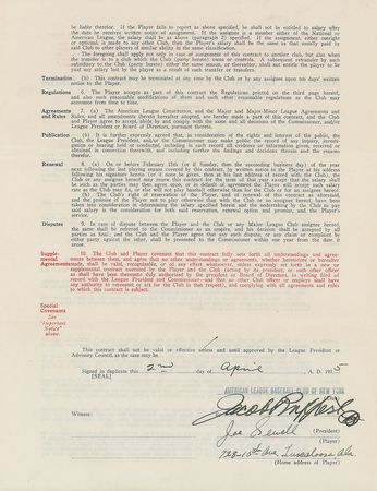 Lot #9026 Joe Sewell 1935 New York Yankees Signed Player Contract - Image 1