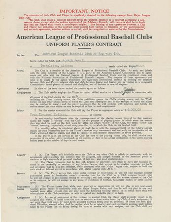 Lot #9026 Joe Sewell 1935 New York Yankees Signed Player Contract - Image 2