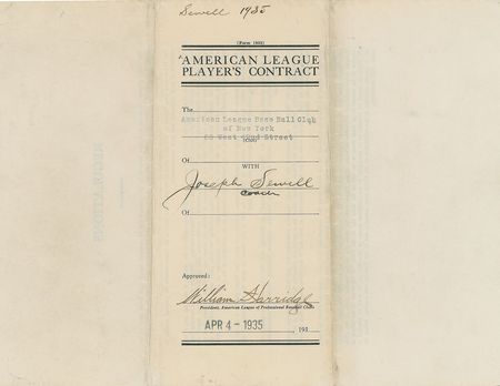 Lot #9026 Joe Sewell 1935 New York Yankees Signed Player Contract - Image 3