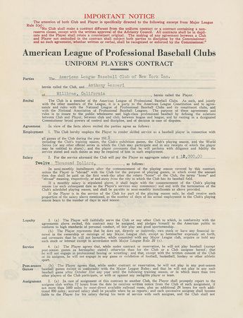 Lot #9024 Tony Lazzeri 1935 New York Yankees Signed Player Contract - Image 2