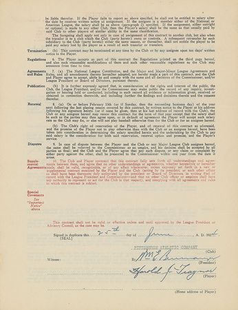 Lot #9019 Pie Traynor 1934 Pittsburgh Pirates Signed Player Contract - Image 1