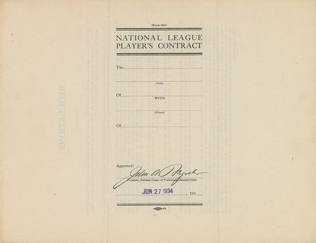 Lot #9019 Pie Traynor 1934 Pittsburgh Pirates Signed Player Contract - Image 3