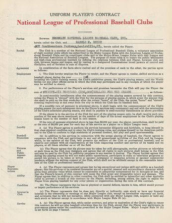 Lot #9069 Pee Wee Reese 1958 Brooklyn/Los Angeles Dodgers Signed Player Contract (Last Contract) - Image 2