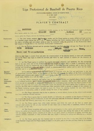 Lot #9056 Willard Brown 1953 Puerto Rico Winter League Signed Player Contract - Image 3
