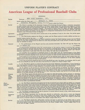Lot #9057 Whitey Ford 1953 New York Yankees Signed Player Contract - Image 2