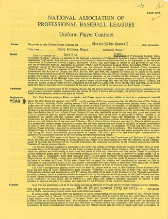Lot #9110 Wade Boggs 1978 Winston-Salem Red Sox Minor League Signed Player Contract (Earliest Known) - Image 2
