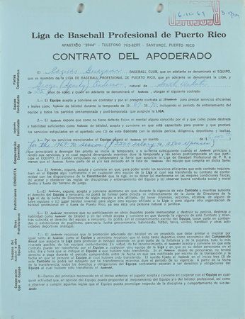 Lot #9093 Sparky Anderson 1969 Puerto Rico Winter League Signed Manager's Contract - Image 3