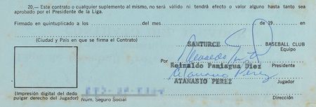 Lot #9111 Tony Perez 1979 Puerto Rico Winter League Signed Player Contract - Image 2
