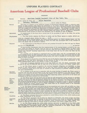 Lot #9043 Allie Reynolds 1947 New York Yankees Signed Player Contract (First Yankee Contract) - Image 2