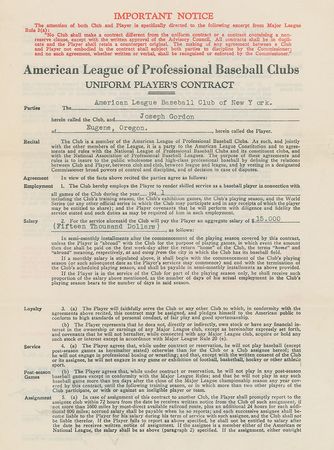 Lot #9032 Joe Gordon 1941 New York Yankees Signed Contract - Image 2