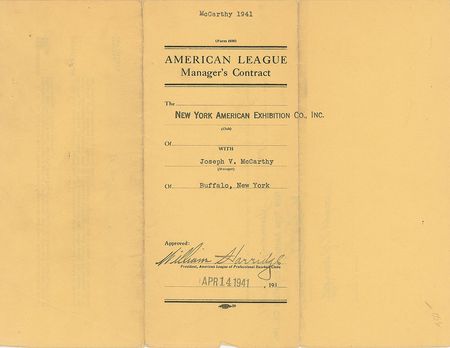 Lot #9034 Joe McCarthy 1941 New York Yankees Signed Manager's Contract - Image 3