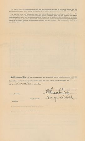 Lot #9003 Charles Harry 'Nemo' Leibold 1921 Chicago White Sox Signed Player Contract with Charles Comiskey - Image 1