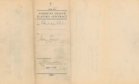 Lot #9003 Charles Harry 'Nemo' Leibold 1921 Chicago White Sox Signed Player Contract with Charles Comiskey - Image 3