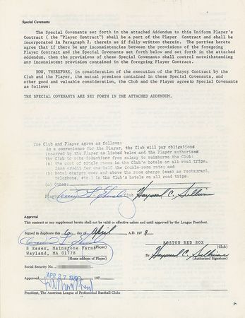 Lot #9112 Dennis Eckersley 1980-84 Boston Red Sox Signed Player Contract - Image 1
