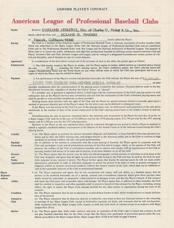 Lot #9099 Rollie Fingers 1973 Oakland Athletics Signed Player Contract (With Mustache Wax Clause!) - Image 2
