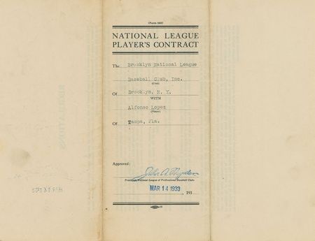 Lot #9017 Al Lopez 1933 Brooklyn Dodgers Signed Player Contract - Image 3