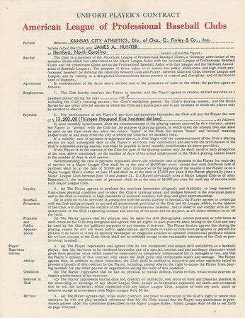 Lot #9089 Jim 'Catfish' Hunter 1967 Kansas City Athletics Signed Player Contract - Image 2