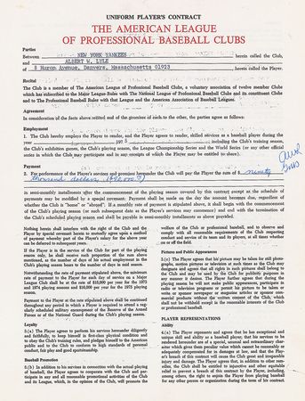 Lot #9104 Sparky Lyle 1975 New York Yankees Signed Player Contract - Image 2
