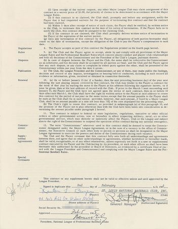 Lot #9082 Ken Boyer 1965 St. Louis Cardinals Signed Player Contract - Image 1