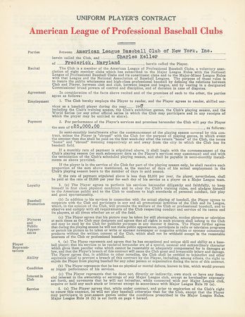 Lot #9040 Charlie Keller 1947 New York Yankees Signed Player Contract - Image 2