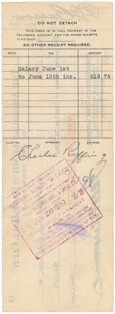 Lot #8325 Charles 'Red' Ruffing 1930 Signed Payroll Check - Image 2