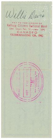 Lot #8473 Vince Lombardi and Willie Davis 1960 Signed Payroll Check - Image 2