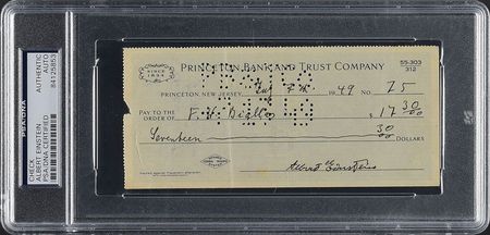 Lot #8516 Albert Einstein 1949 Signed Bank Check - PSA/DNA - Image 1