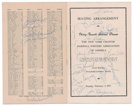 Lot #8331  Baseball Signed Dinner Menus (x8) with Gehrig, Johnson, Cobb, and Clemente - Image 2