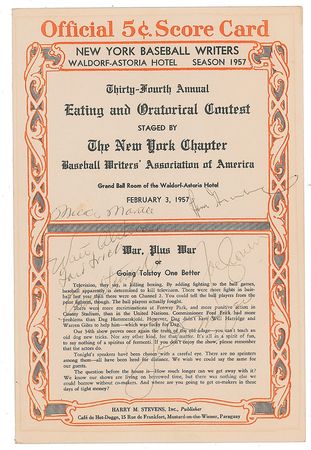 Lot #8331  Baseball Signed Dinner Menus (x8) with Gehrig, Johnson, Cobb, and Clemente - Image 3