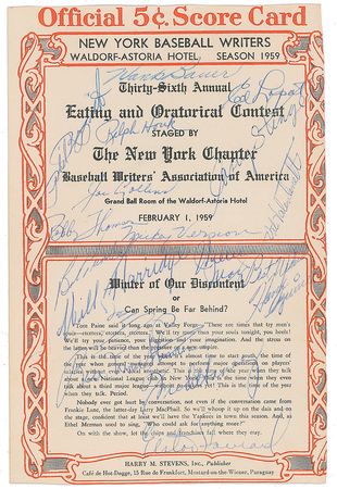 Lot #8331  Baseball Signed Dinner Menus (x8) with Gehrig, Johnson, Cobb, and Clemente - Image 4